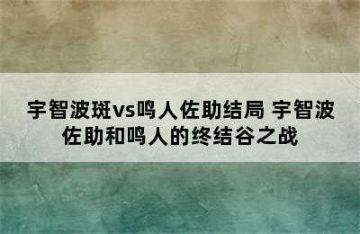 宇智波斑vs鸣人佐助结局 宇智波佐助和鸣人的终结谷之战